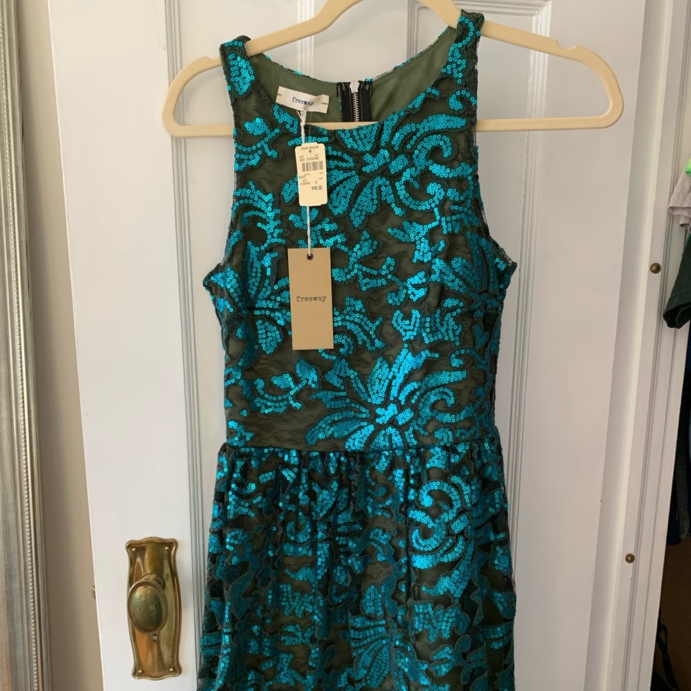 Freeway Teal Olive Sequin Dress - NWT - Size Small